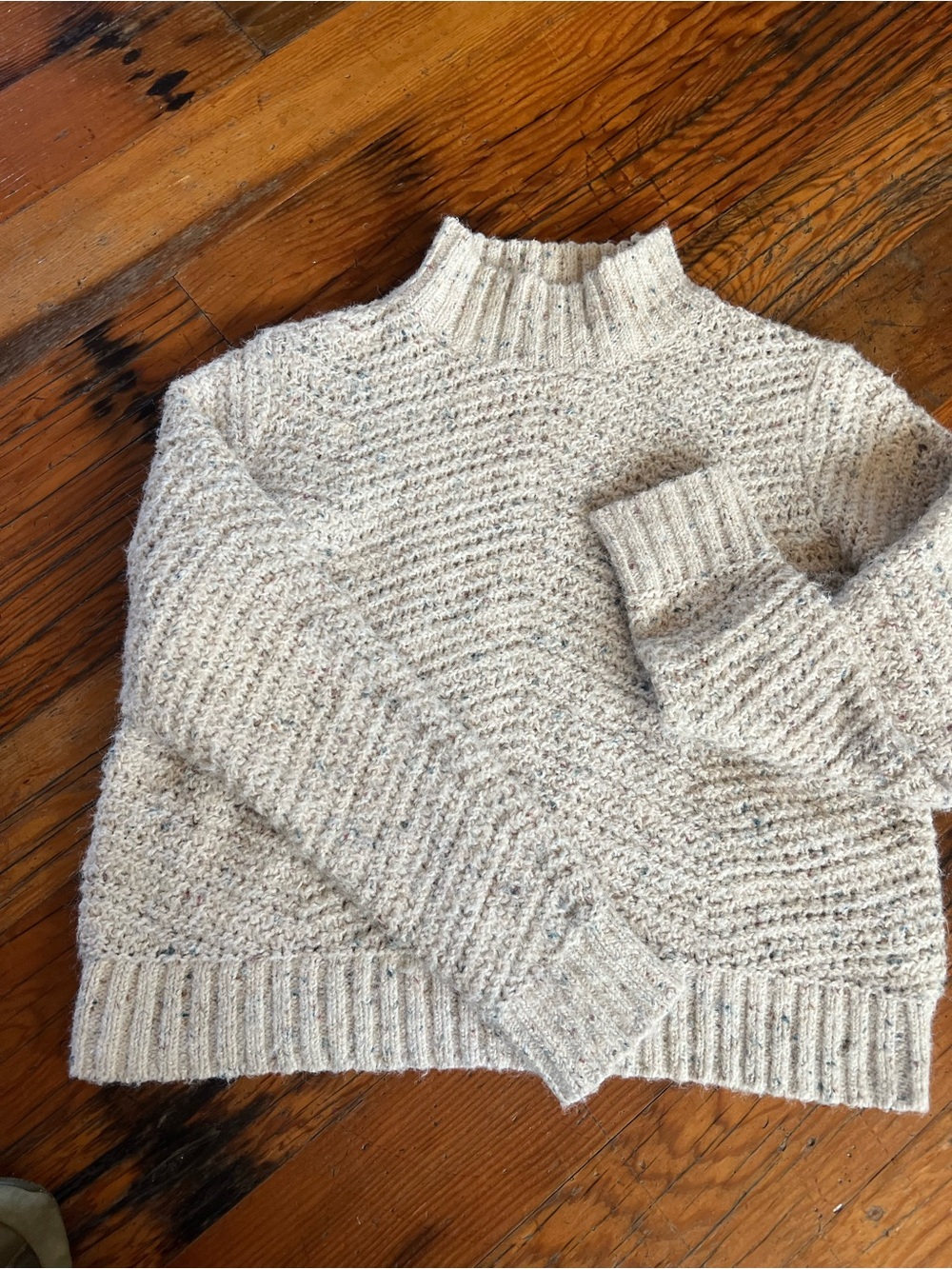 Old Navy Cream Speckled Mock Neck Sweater